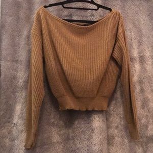 BOOHOO CAMEL COLORED CROPPED SWEATER